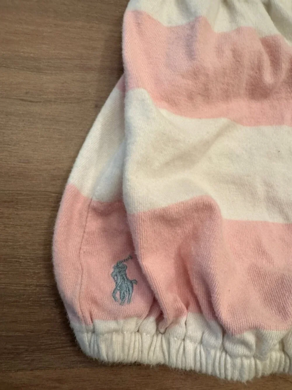 Ralph Lauren Pink & White Striped Ruffle Bubble Romper 9M